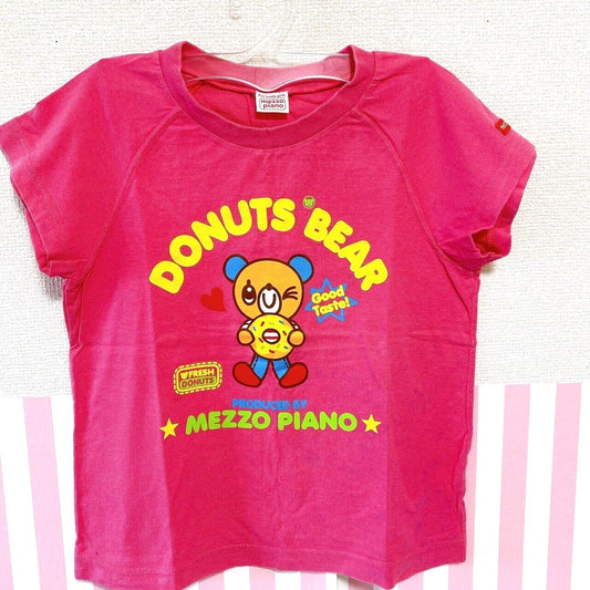 Mezzo Piano Kids T-shirt 130cm Tops Pink Heart Yellow Donut Bear Cotton Kawaii