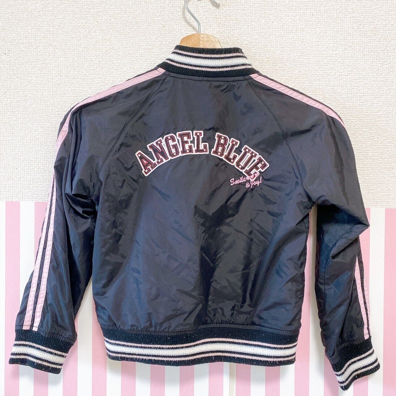 Angel Blue Jacket Black Pink 120 Size Nakamura-kun Sukajan Kawaii Character Rare