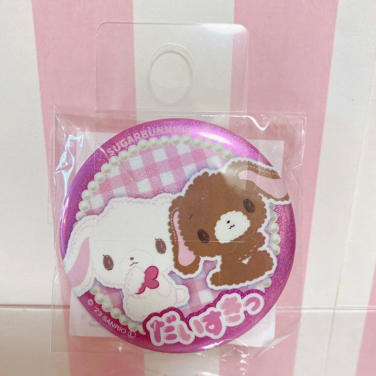 Sanrio Sugar Bunnies Clip Acrylic Badge 2 Set Shirousa Kurousa Character Kawaii