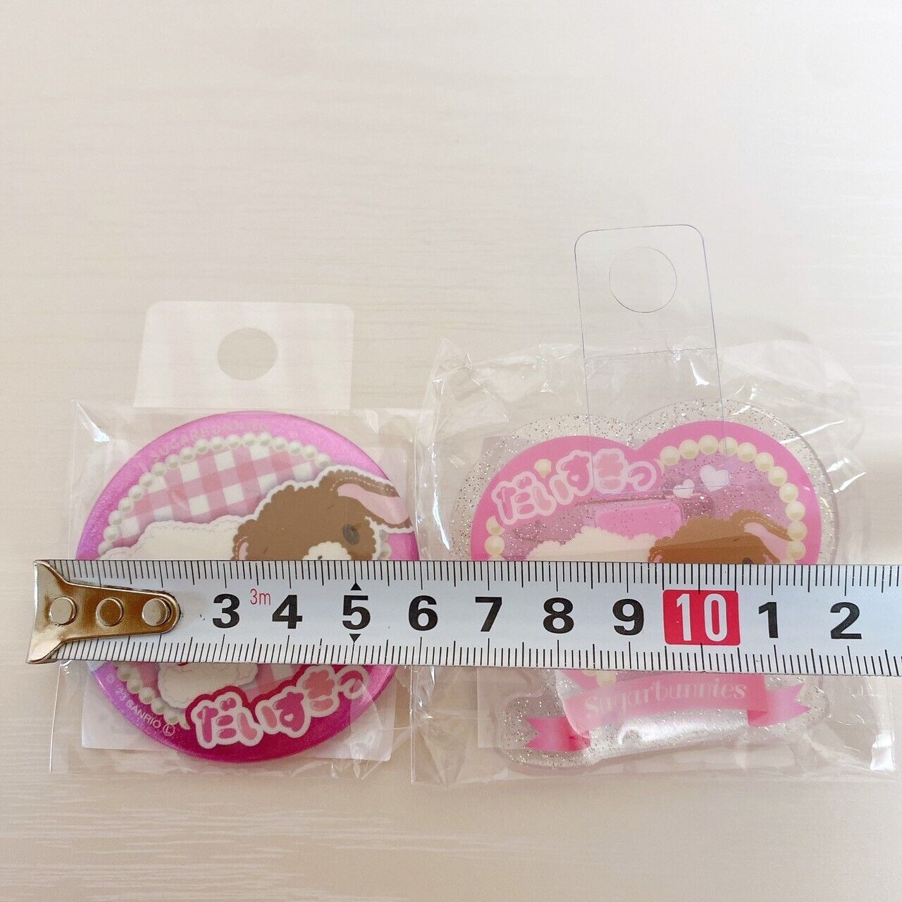 Sanrio Sugar Bunnies Clip Acrylic Badge 2 Set Shirousa Kurousa Character Kawaii