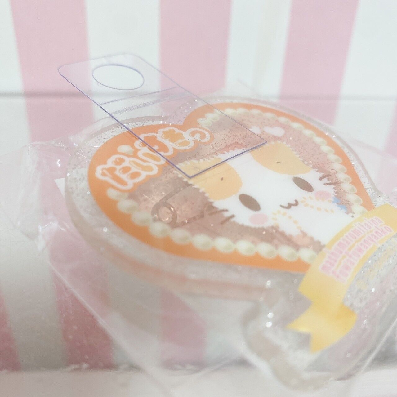 Sanrio Masyumaro Fluffy Fuwa Nyanko Marshmallow Acrylic Badge Clip Orange Rare