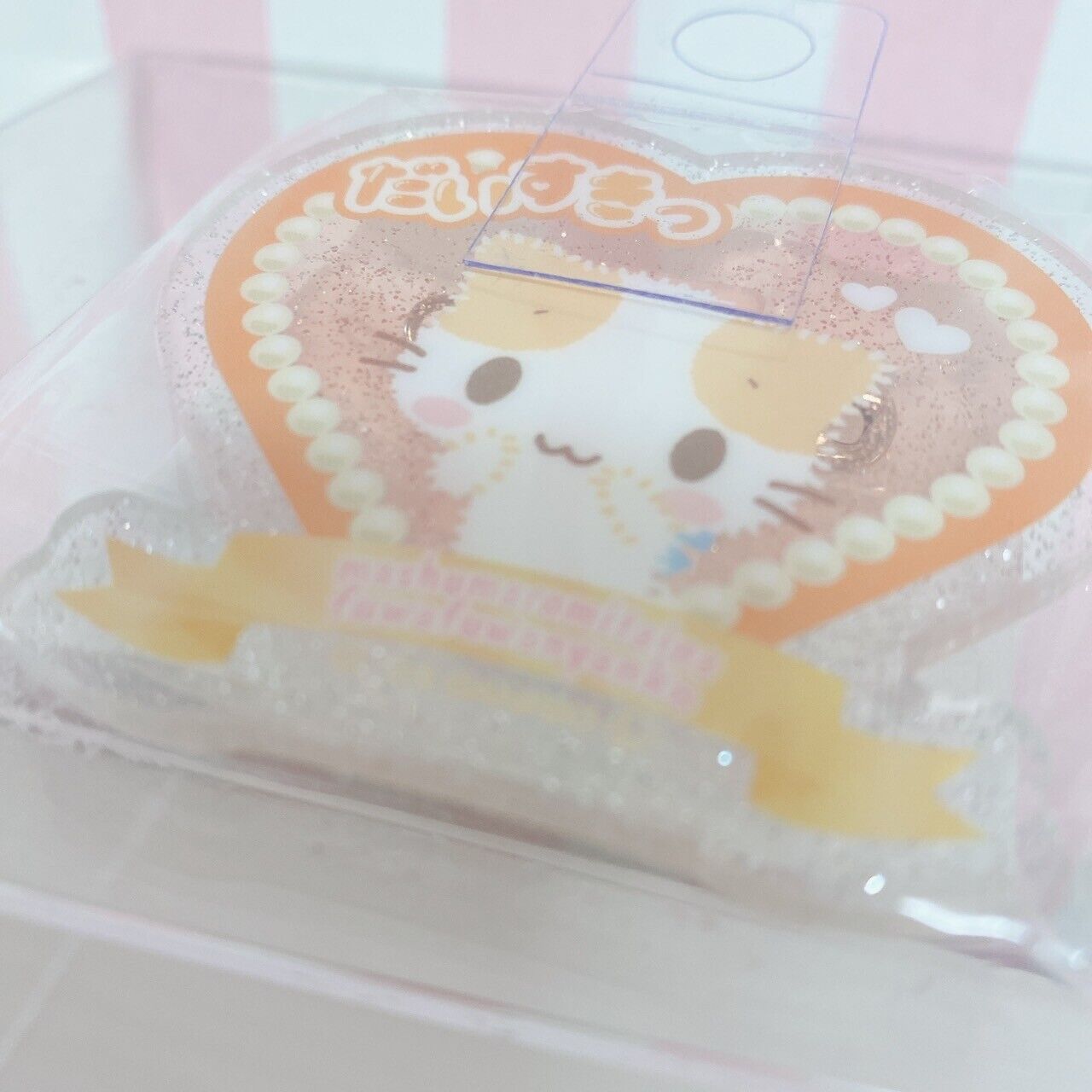 Sanrio Masyumaro Fluffy Fuwa Nyanko Marshmallow Acrylic Badge Clip Orange Rare