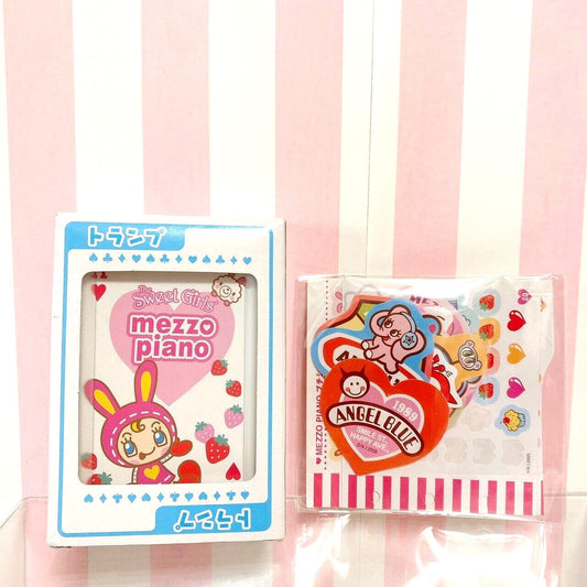 Mezzo Piano Playing Cards Pink Blue Berrie Strawberry Sticker Kawaii Character