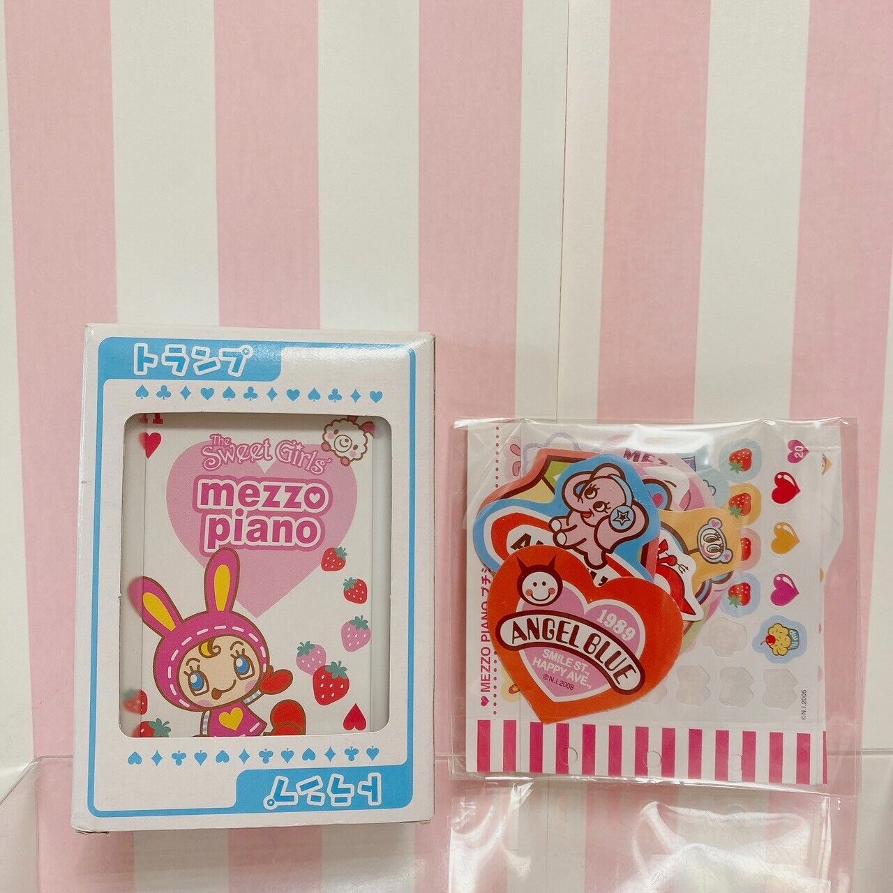 Mezzo Piano Playing Cards Pink Blue Berrie Strawberry Sticker Kawaii Character