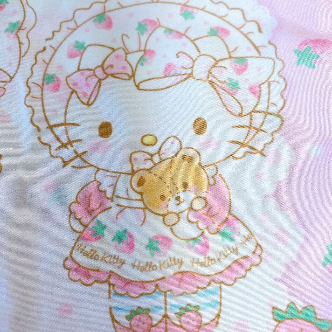 Sanrio Hello Kitty Strawberry Shortcake Collaboration Drawstring Bag Pink Ribbon