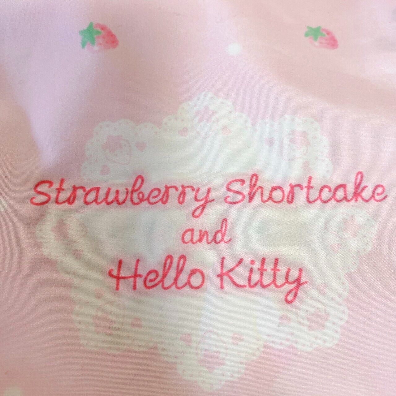 Sanrio Hello Kitty Strawberry Shortcake Collaboration Drawstring Bag Pink Ribbon