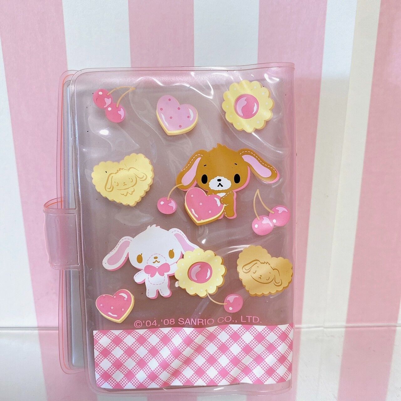 Sanrio Sugar Bunnies Card Holder Case Pink Shirousa Kurousa Cookie Cherry Kawaii