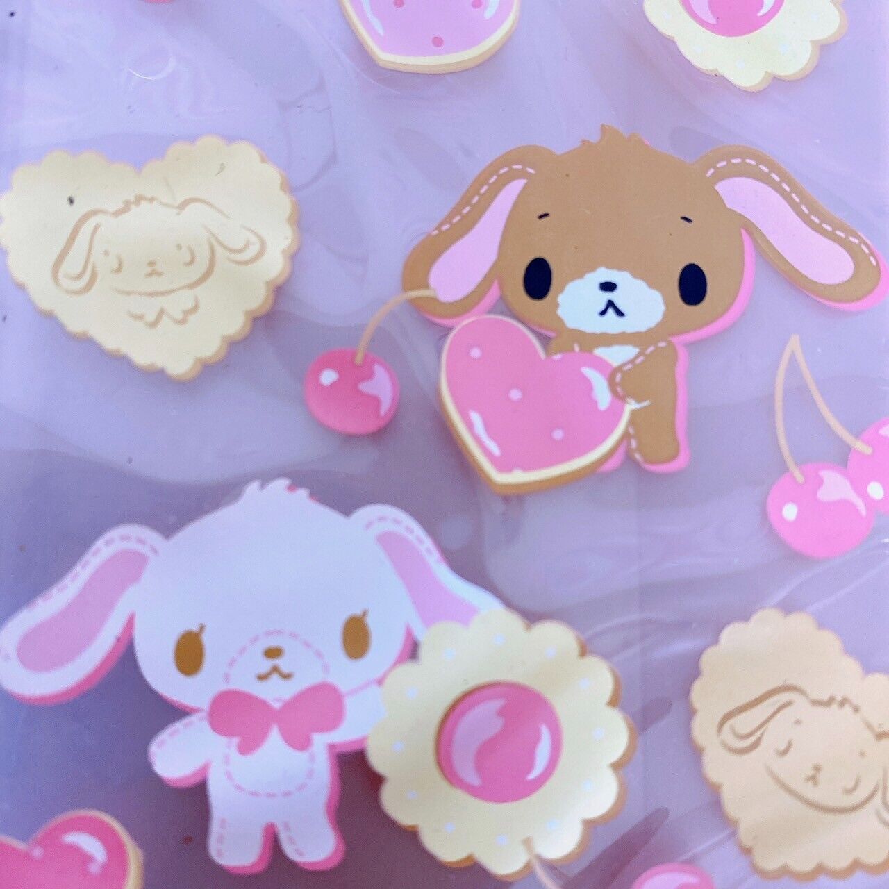 Sanrio Sugar Bunnies Card Holder Case Pink Shirousa Kurousa Cookie Cherry Kawaii