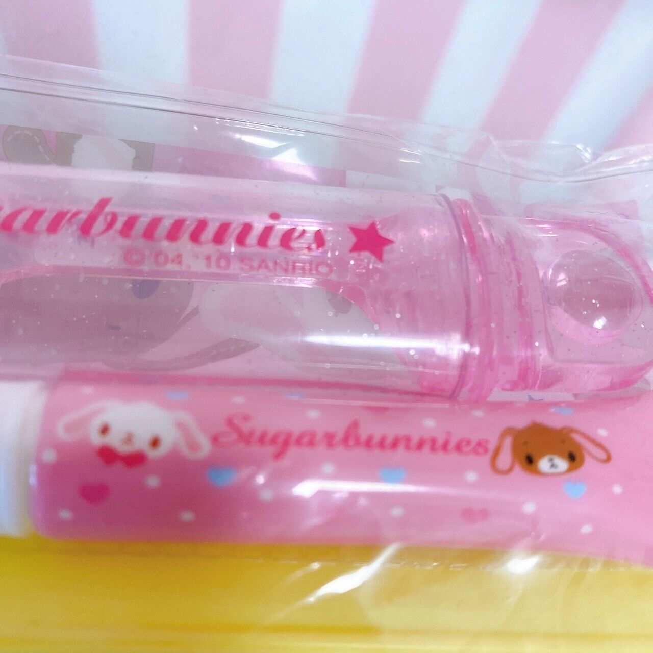 Sanrio Sugar Bunnies Dental Set Toothbrush Pouch Tooth Paste Case Pink Yellow