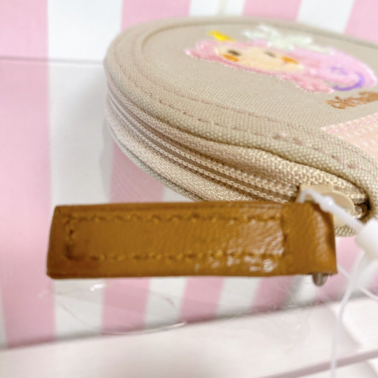 Sanrio Chi Chai Monchan Coin Case Mini Pouch Pink Monkey Strawberry Beige Kawaii