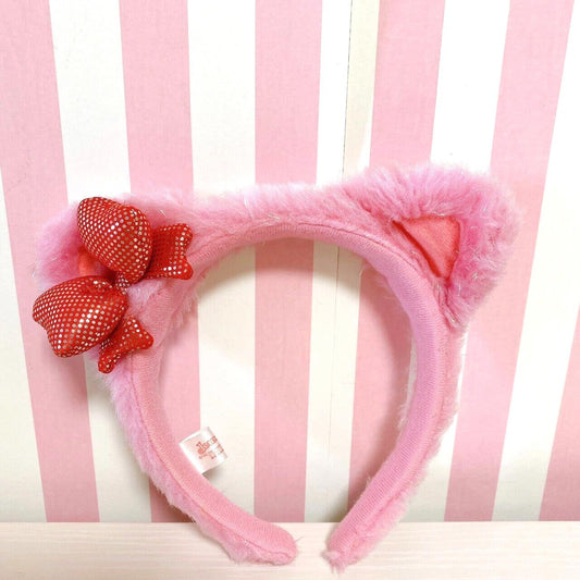 Sanrio Jewel Pet Headband Hair Accessory Garnet Pink Ribbon Fluffy Kawaii Rare