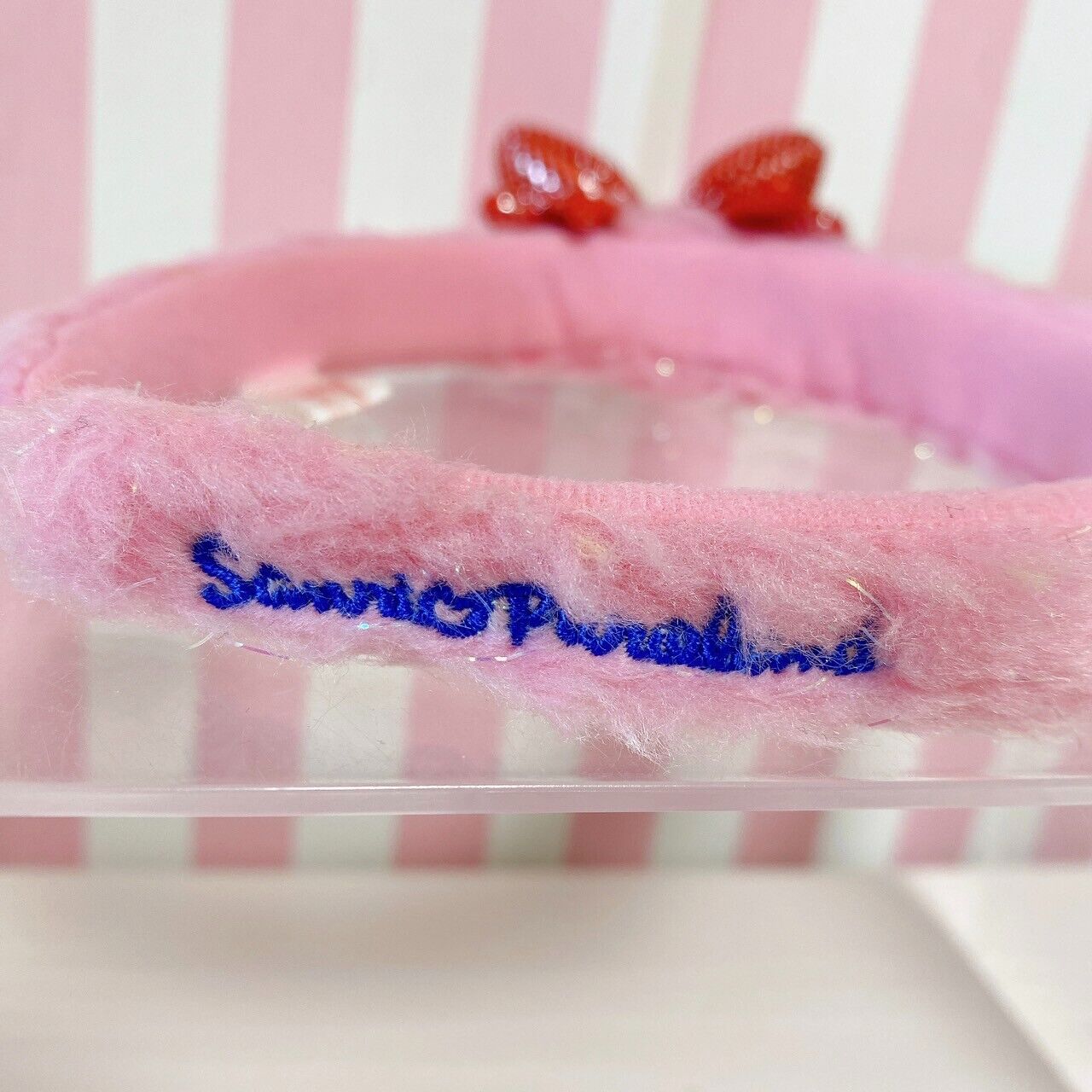 Sanrio Jewel Pet Headband Hair Accessory Garnet Pink Ribbon Fluffy Kawaii Rare