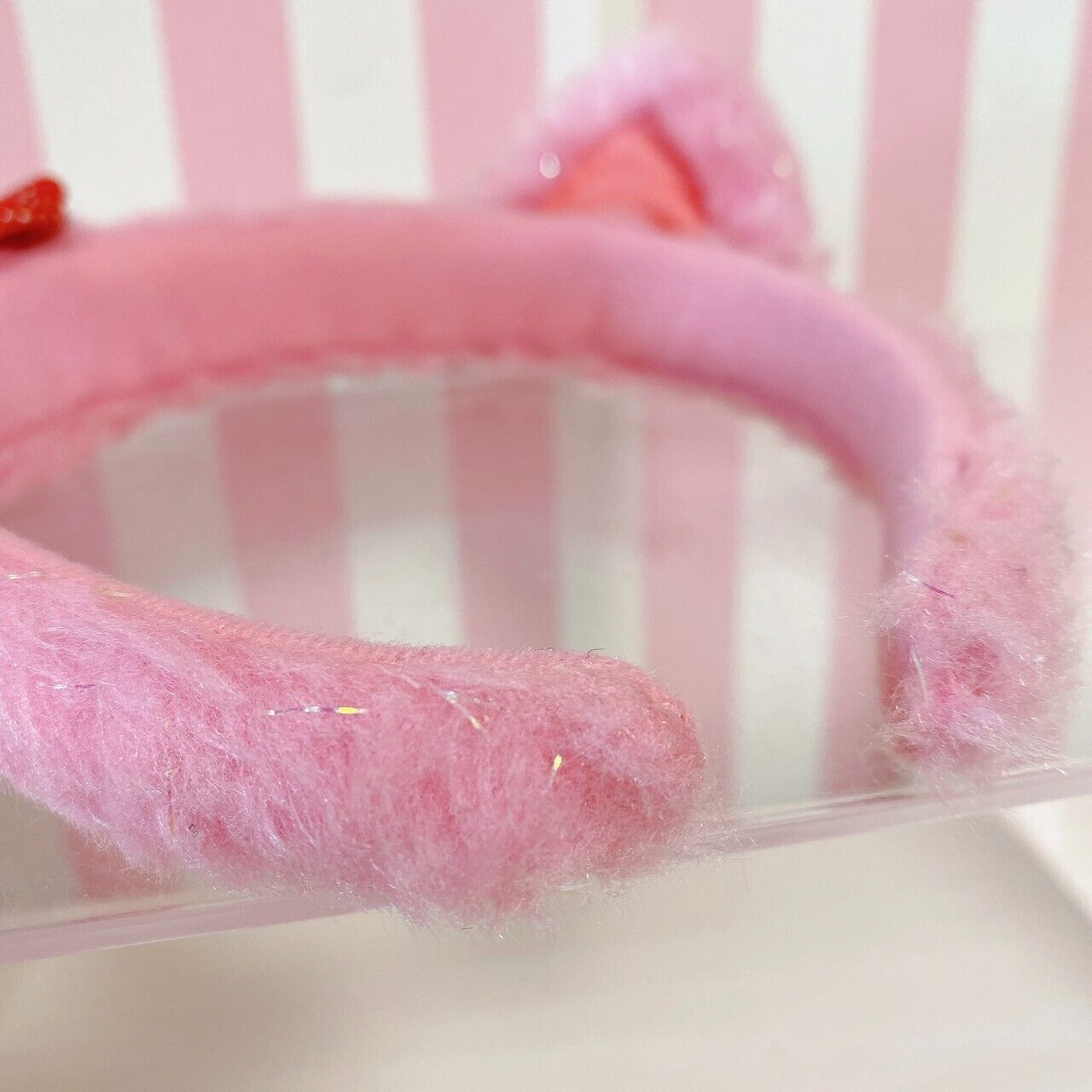 Sanrio Jewel Pet Headband Hair Accessory Garnet Pink Ribbon Fluffy Kawaii Rare