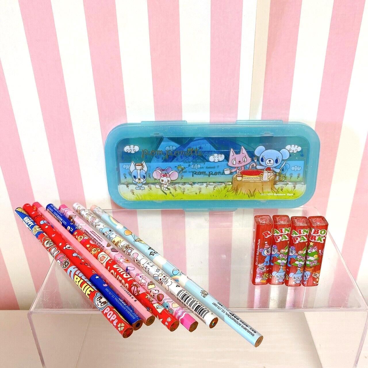 Mezzo Piano Pom Ponette Protractor Bear Blue Pencil Cap Sugar Bunnies Pencil