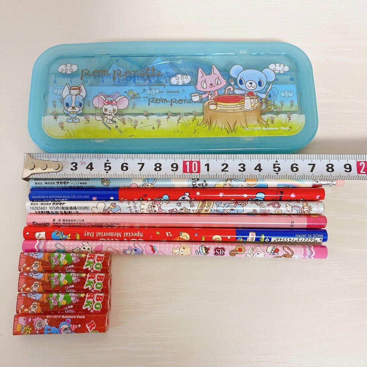 Mezzo Piano Pom Ponette Protractor Bear Blue Pencil Cap Sugar Bunnies Pencil