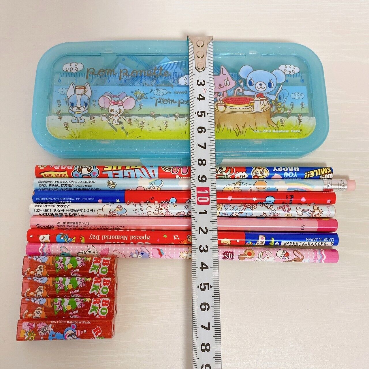 Mezzo Piano Pom Ponette Protractor Bear Blue Pencil Cap Sugar Bunnies Pencil