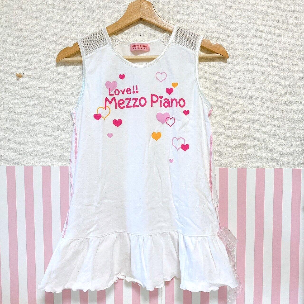 Mezzo Piano Long Tank Top No Sleeve 160cm White Frill Heart Love Tops Clothing