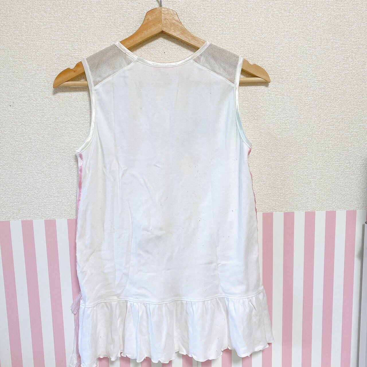 Mezzo Piano Long Tank Top No Sleeve 160cm White Frill Heart Love Tops Clothing