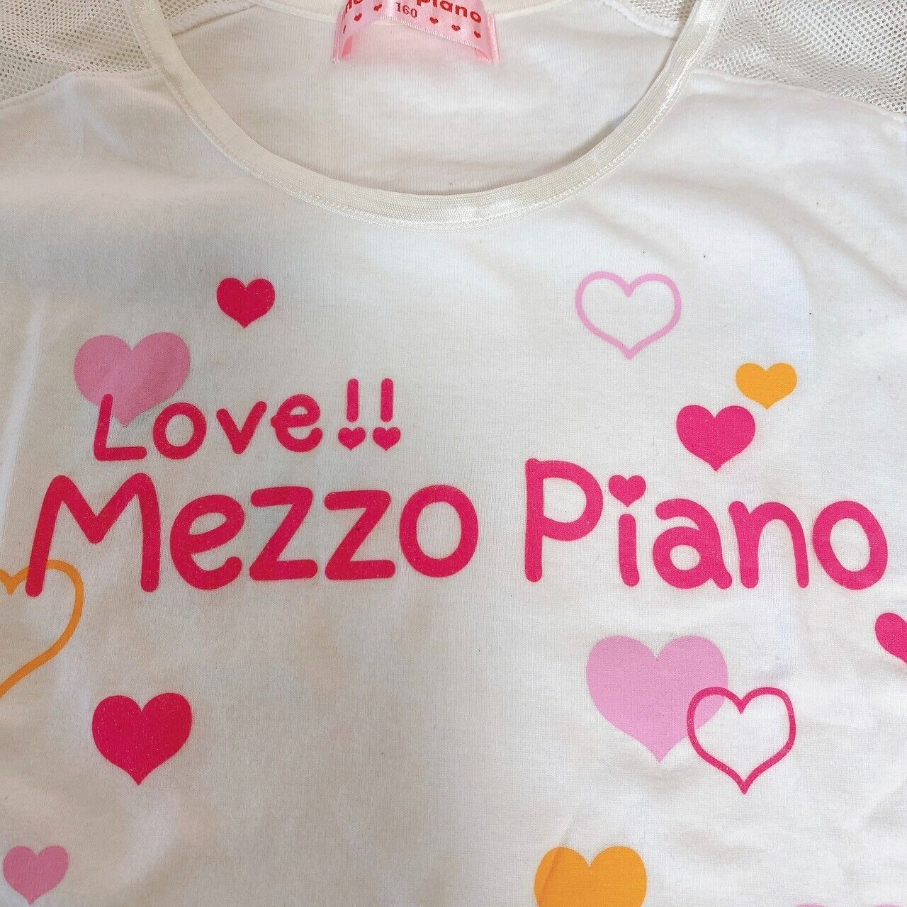 Mezzo Piano Long Tank Top No Sleeve 160cm White Frill Heart Love Tops Clothing