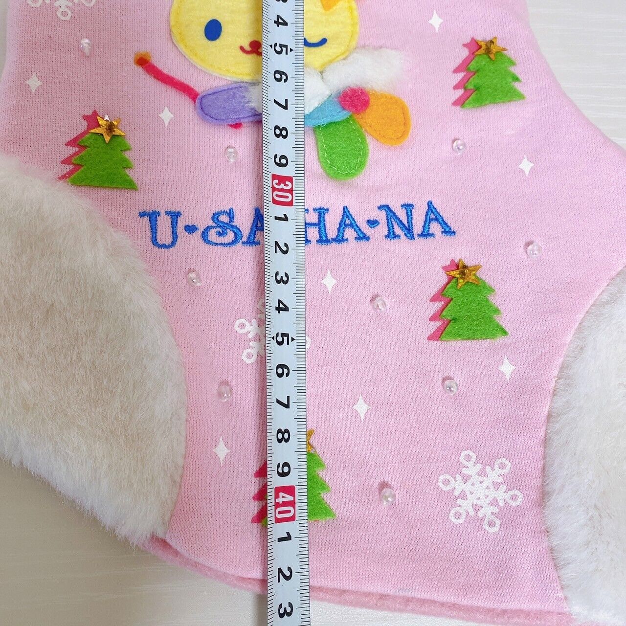 Sanrio Usahana Christmas Boots Socks Merry Xmas Pink Fluffy Rabbit Tree Snow