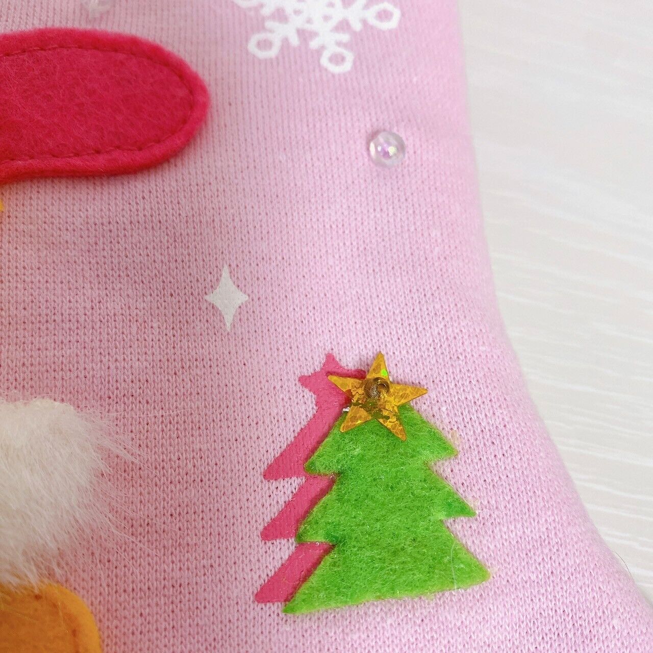 Sanrio Usahana Christmas Boots Socks Merry Xmas Pink Fluffy Rabbit Tree Snow