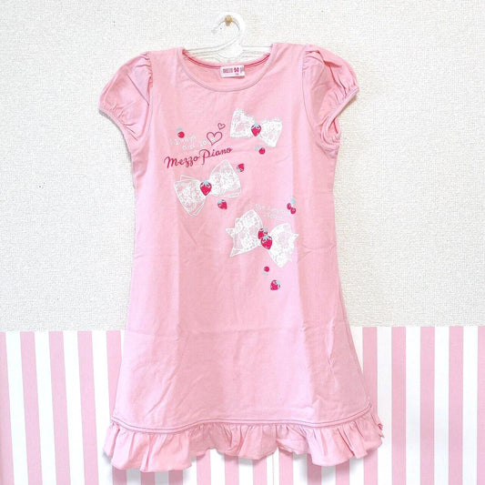 Mezzo Piano One Piece Pink 130cm Ribbon Frill Strawberry Heart Clothing Kawaii