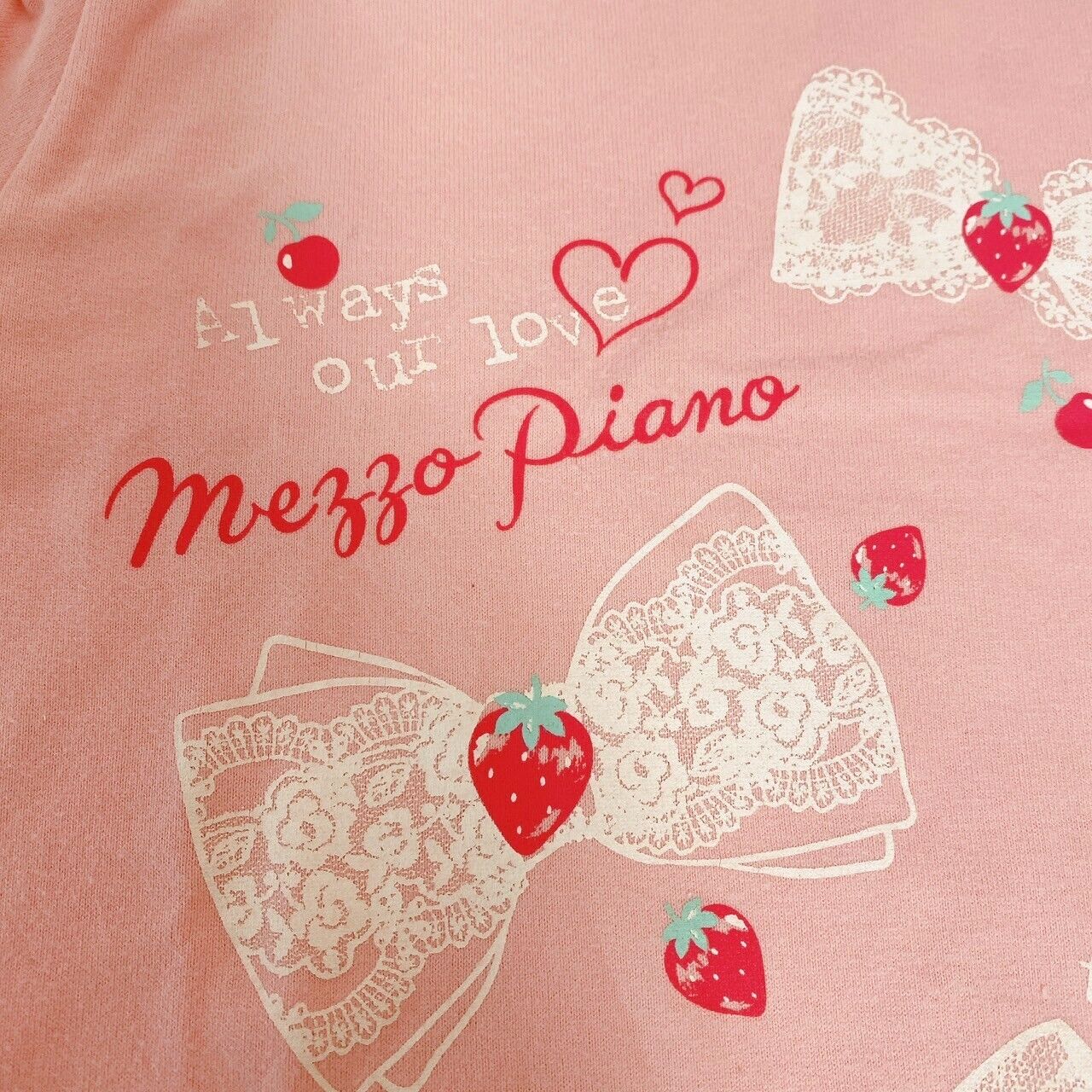 Mezzo Piano One Piece Pink 130cm Ribbon Frill Strawberry Heart Clothing Kawaii