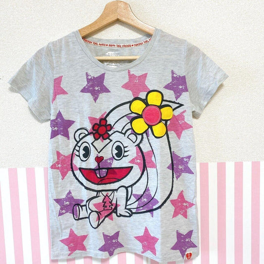 Happy Tree Friends HTF  Petunia T-shirt Gray Tops Flower Star Short Sleeve M