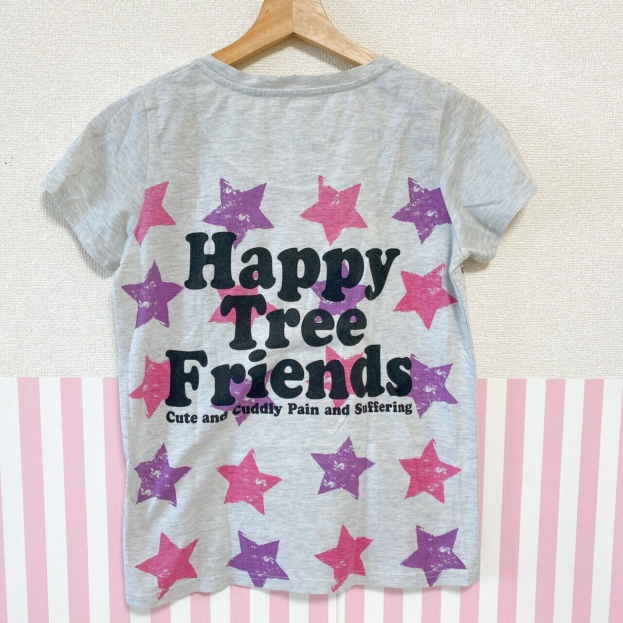 Happy Tree Friends HTF  Petunia T-shirt Gray Tops Flower Star Short Sleeve M