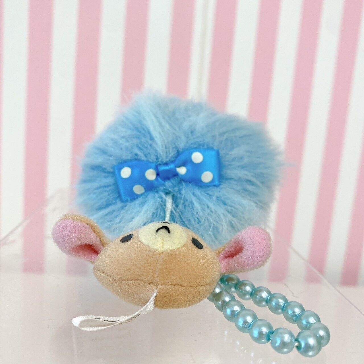 Sanrio Sugar Bunnies Kurousa Bag Charm Mascot Brown Blue Ribbon Dot Fluffy Rare