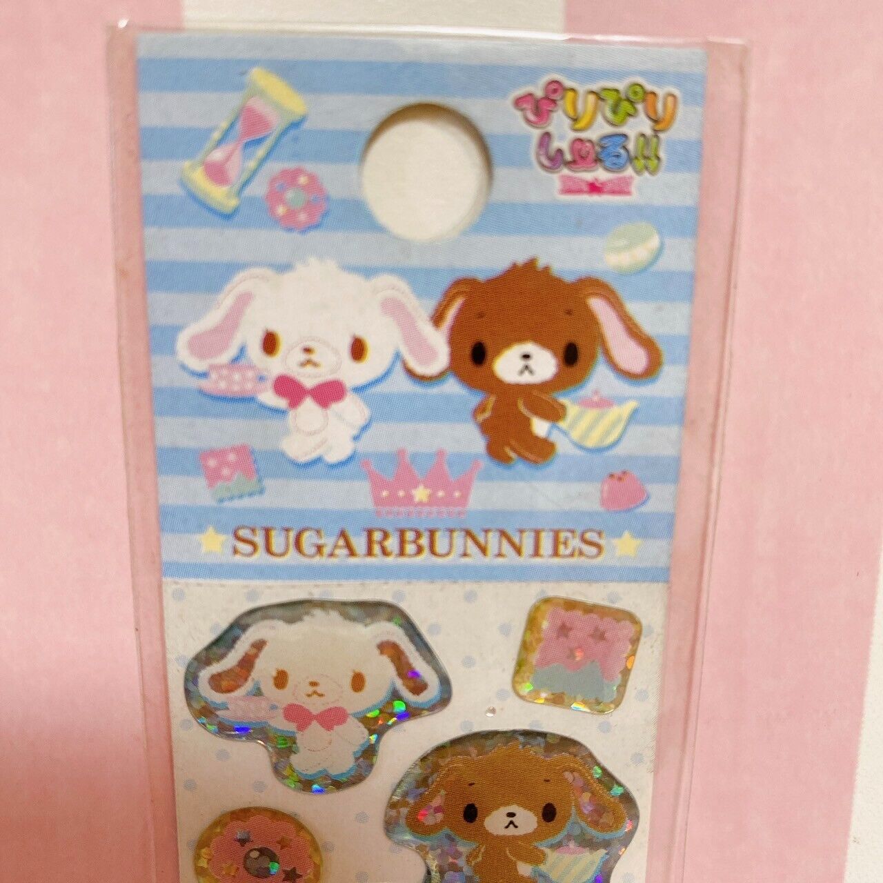 Sanrio Sugar Bunnies Long Sticker Seal Shirousa Kurousa Rabbit Glitter Momousa