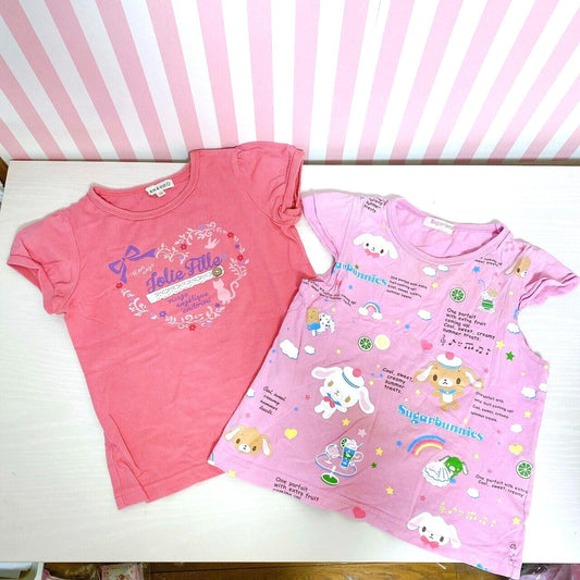 Sanrio Sugar Bunnies No Brand Kids T-shirt 110cm Set 2 Pink Shirousa Kurousa