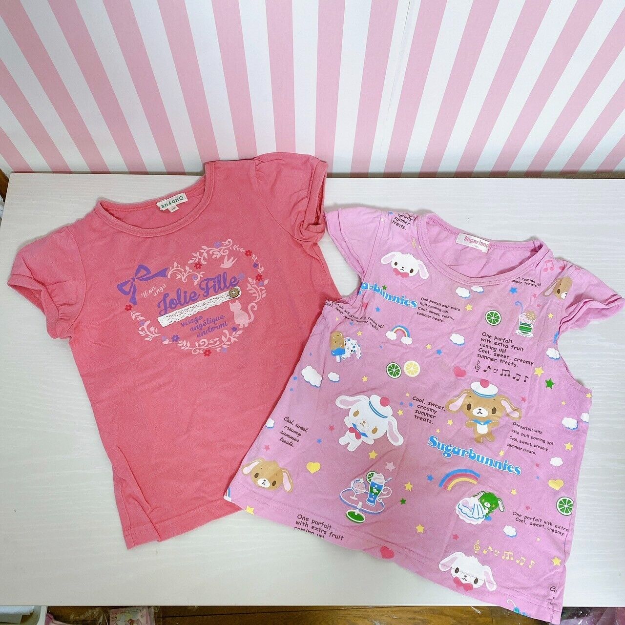 Sanrio Sugar Bunnies No Brand Kids T-shirt 110cm Set 2 Pink Shirousa Kurousa