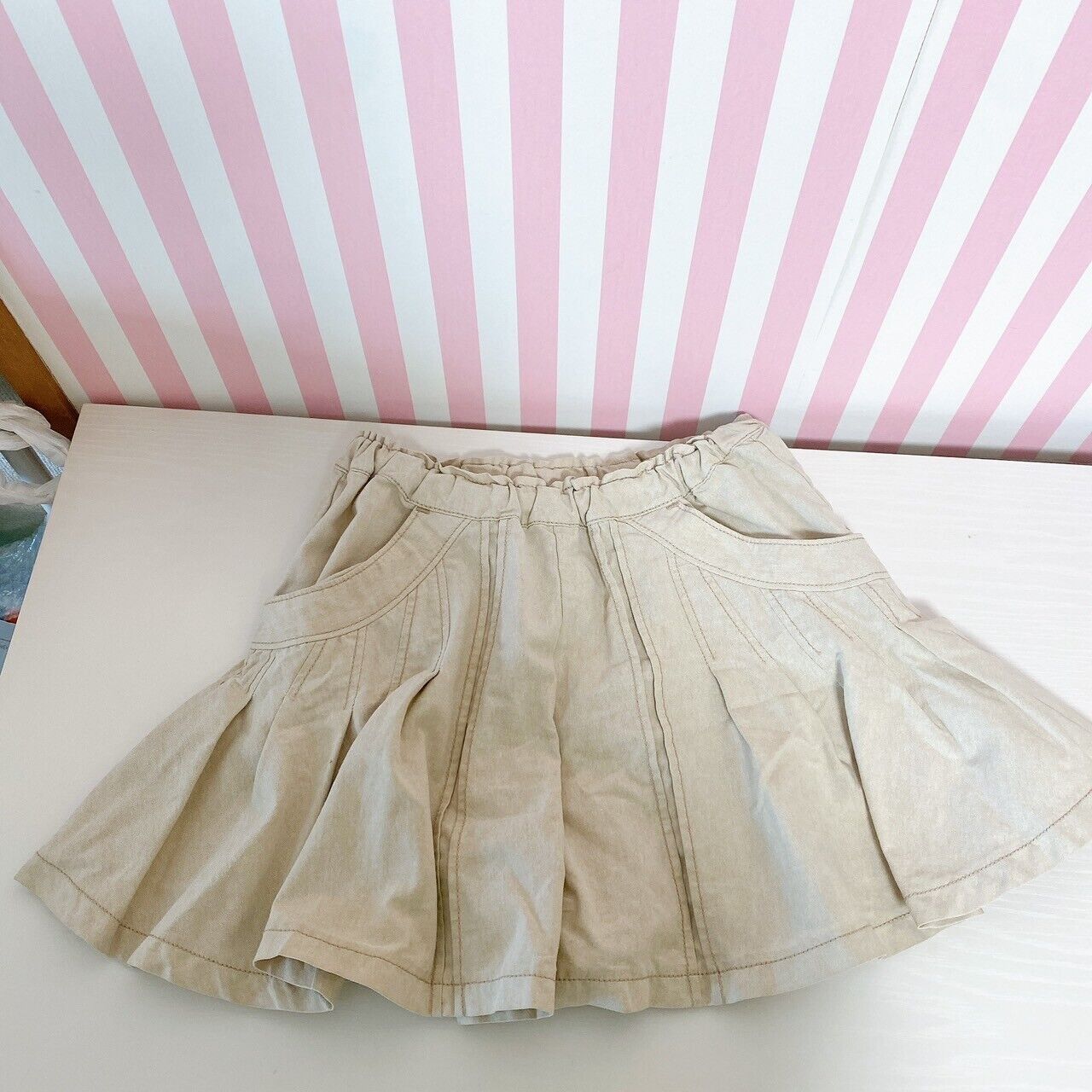 Mezzo Piano Skirt 140 Size Beige Flare Culottes Simple Kawaii Kids Girl Rare