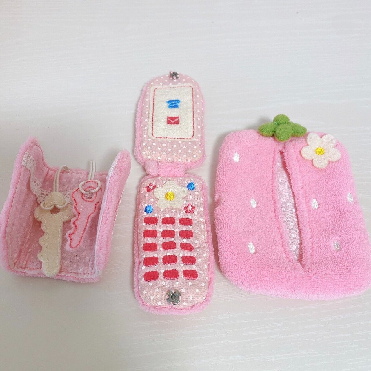 Mother Garden Cutie Strawberry Small Items Outing Set Pink Bag Case Snack Money