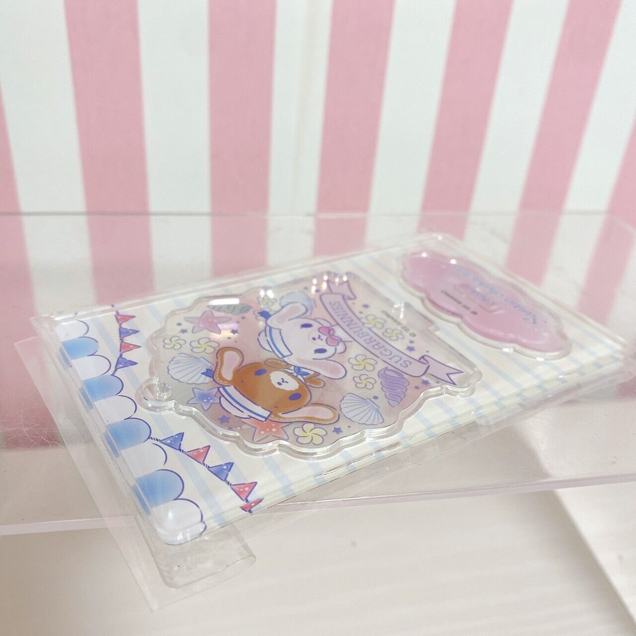 Sanrio Sugar Bunnies Acrylic Key Holder Pouch Set Rabbit Shirousa Kurousa Kawaii