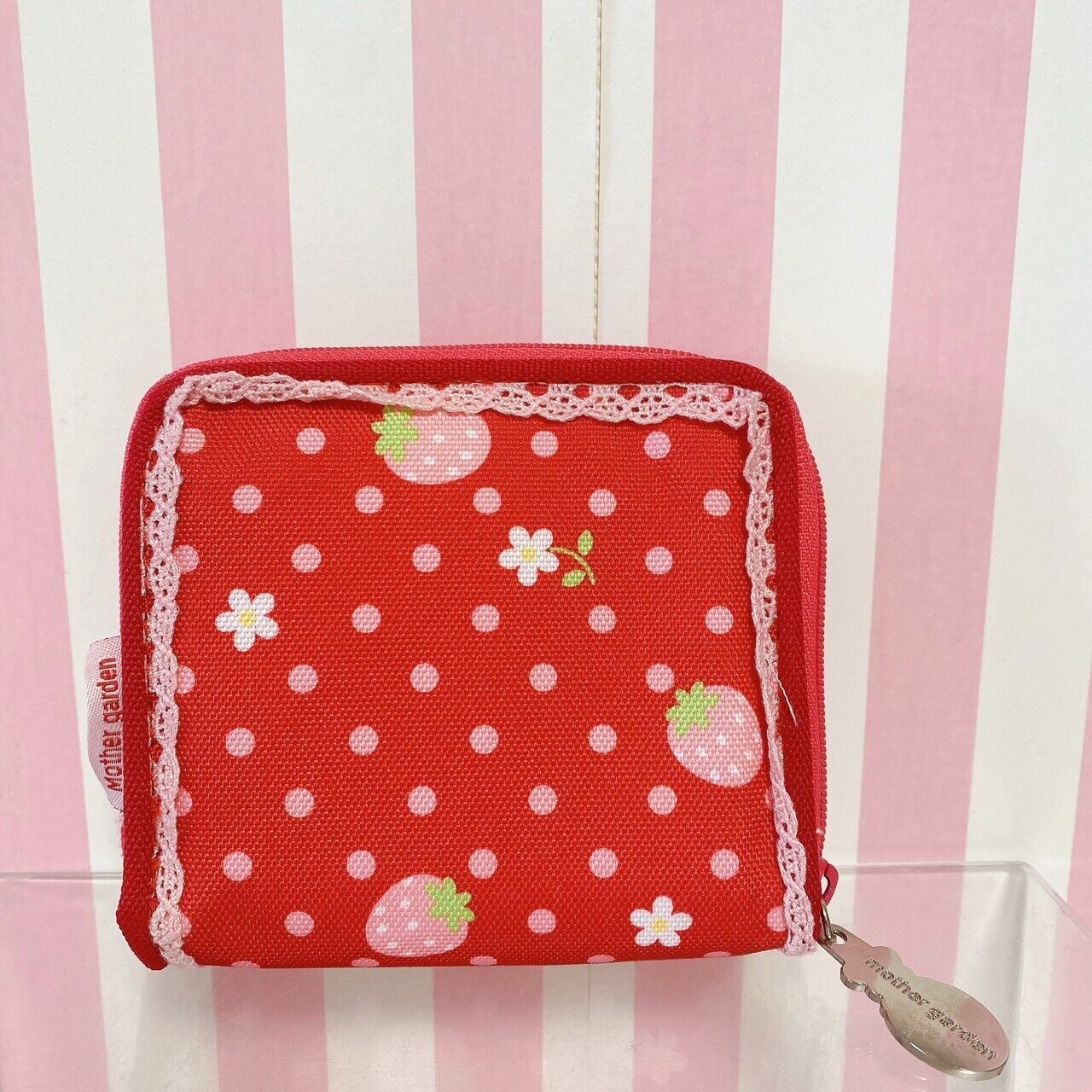 Mother Garden Wallet Purse Coin Case Red Strawberry Lace Frill Dot Ribbon Rare