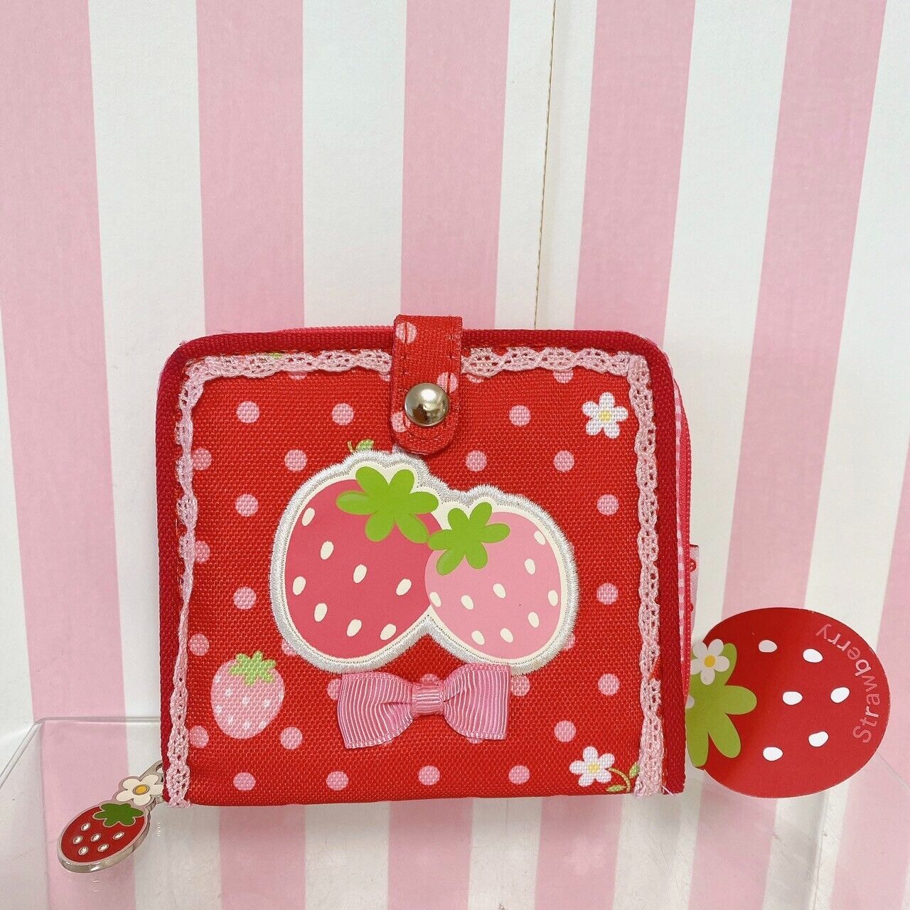 Mother Garden Wallet Purse Coin Case Red Strawberry Lace Frill Dot Ribbon Rare