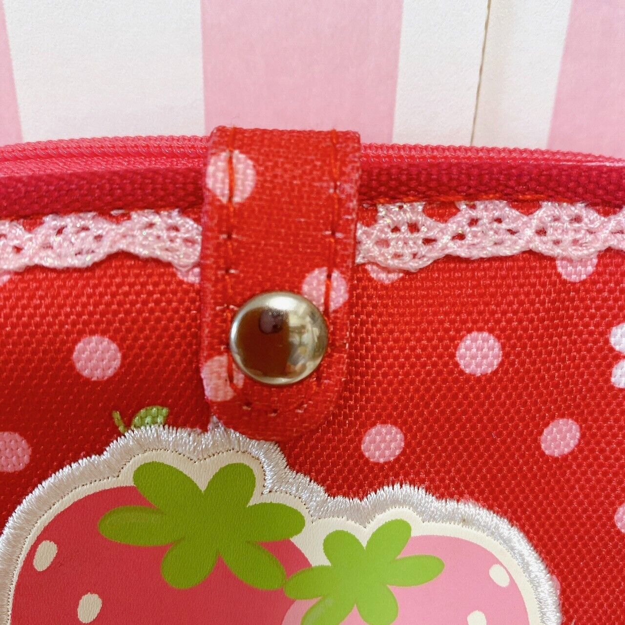 Mother Garden Wallet Purse Coin Case Red Strawberry Lace Frill Dot Ribbon Rare