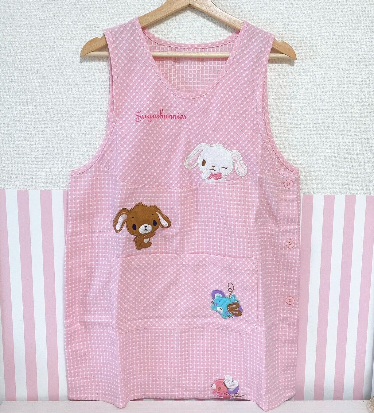 Sanrio Sugarbunnies Bunnies Apron Pink Shirousa Kurousa Cacao Vanilla Kawaii