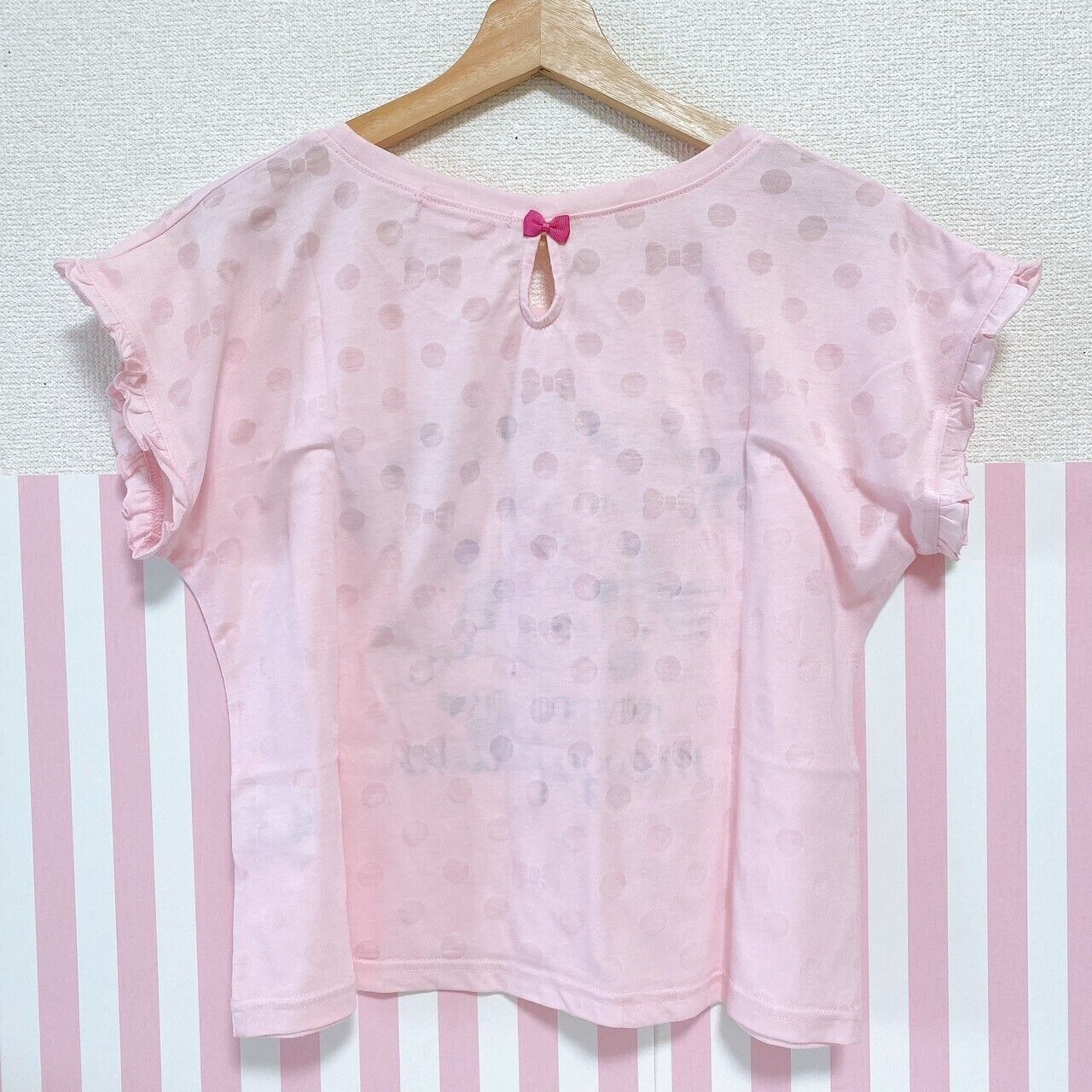 Mezzo Piano Kids T-shirt 150cm Pink Bear Heart Frill Ribbon Short Sleeve Kawaii