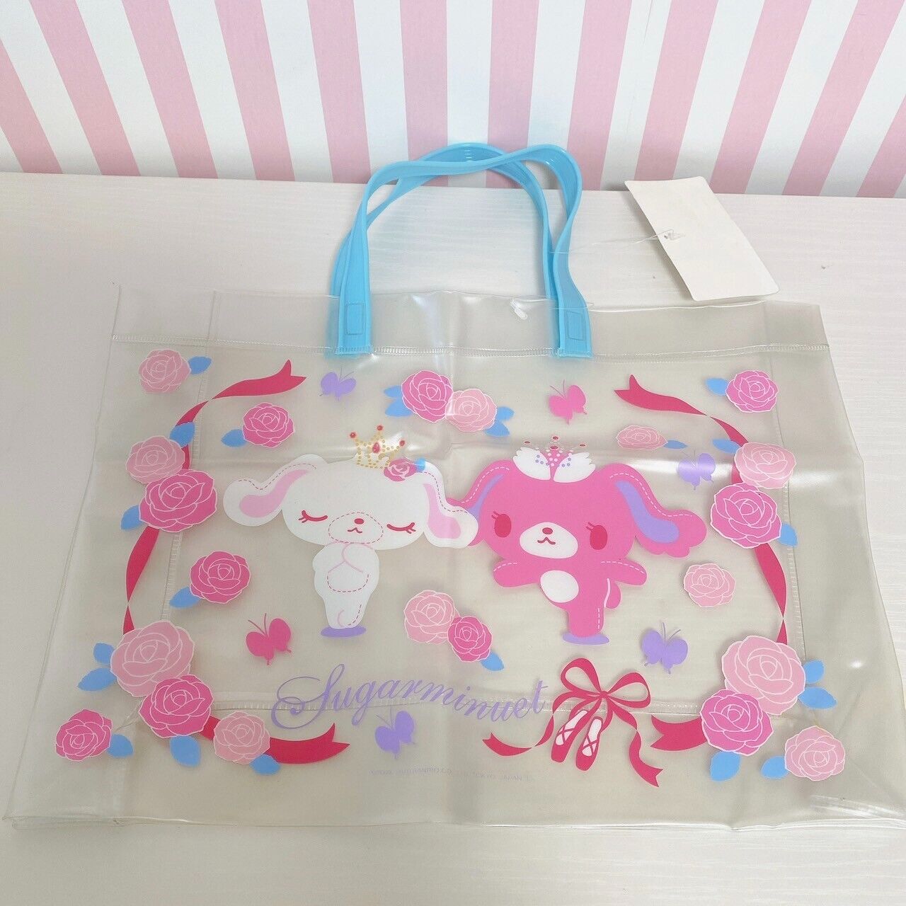 Sanrio Sugar Minuet Bunnies Pool Bag Transparent Pink Shirousa Kurousa Rose Rare