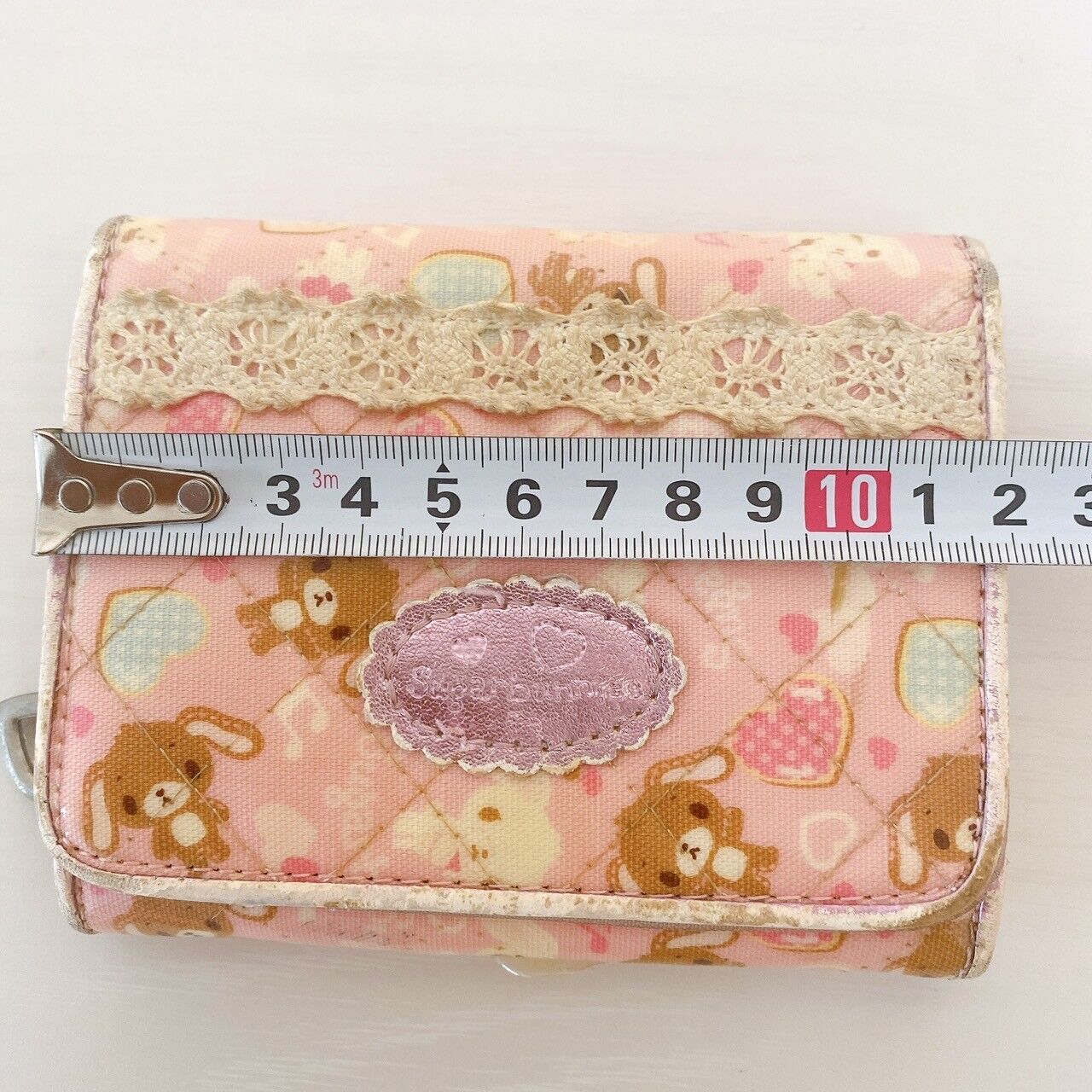 Sanrio Sugar Bunnies Folding Wallet Coin Purse Case Pink Shirousa Kurousa Frill