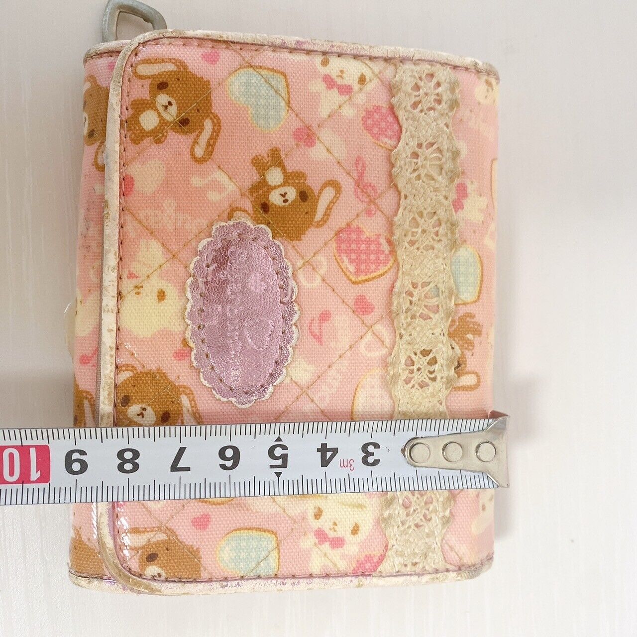 Sanrio Sugar Bunnies Folding Wallet Coin Purse Case Pink Shirousa Kurousa Frill