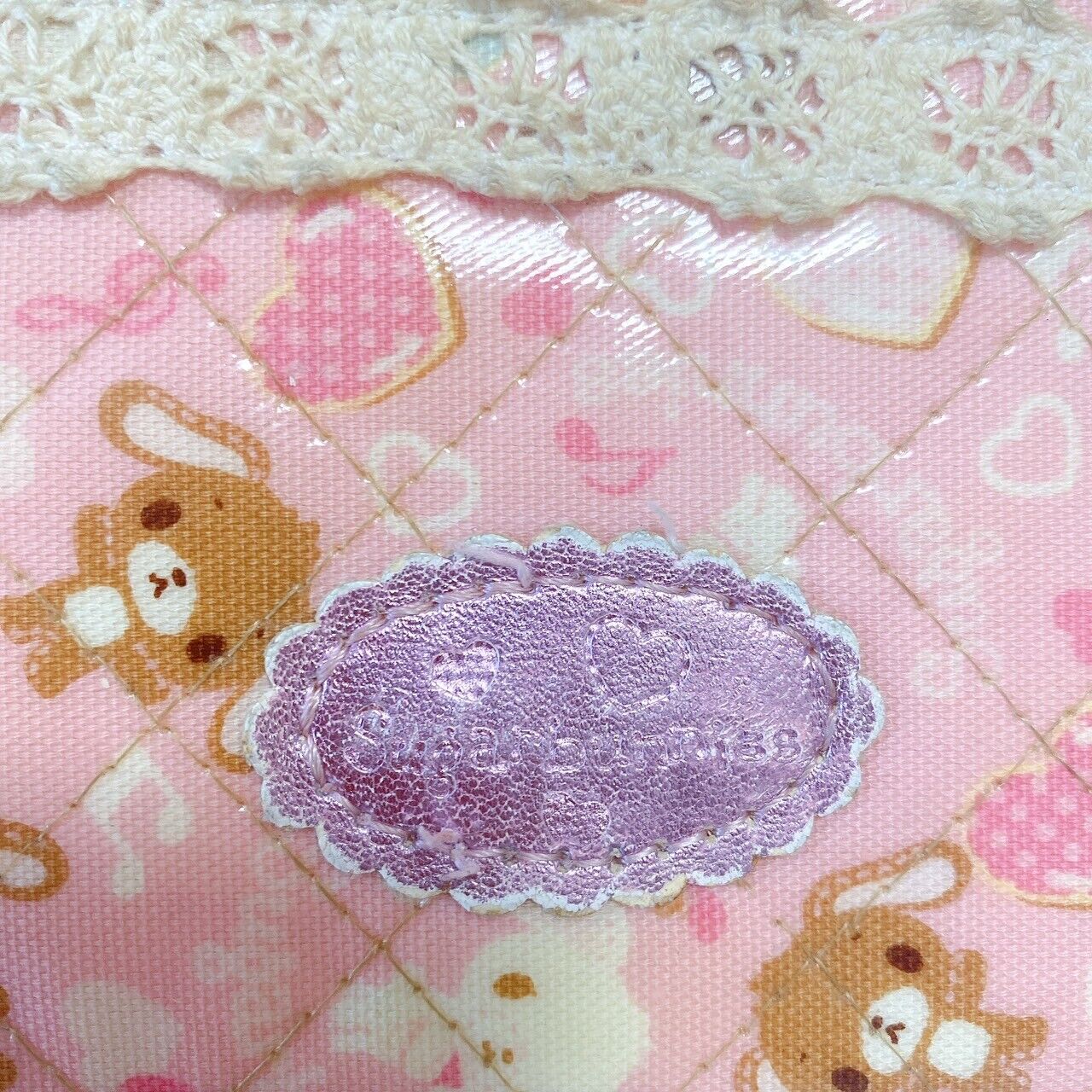 Sanrio Sugar Bunnies Folding Wallet Coin Purse Case Pink Shirousa Kurousa Frill