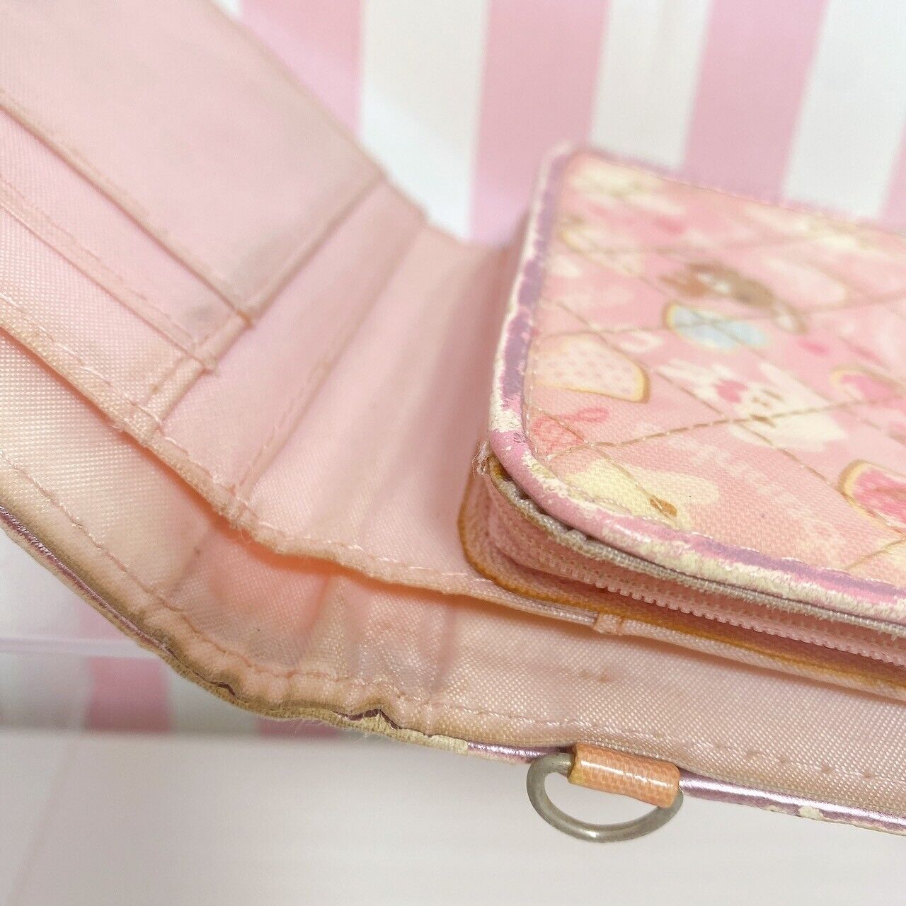 Sanrio Sugar Bunnies Folding Wallet Coin Purse Case Pink Shirousa Kurousa Frill