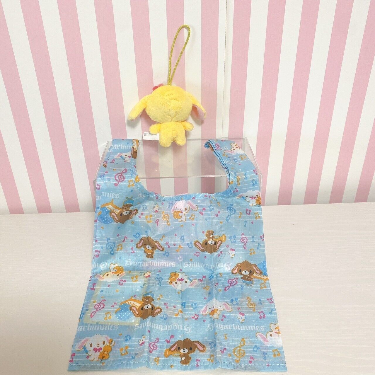 Sanrio Sugar Bunnies Eco Shopping Bag Hanausa Mascot Set 2 Blue Yellow Flower