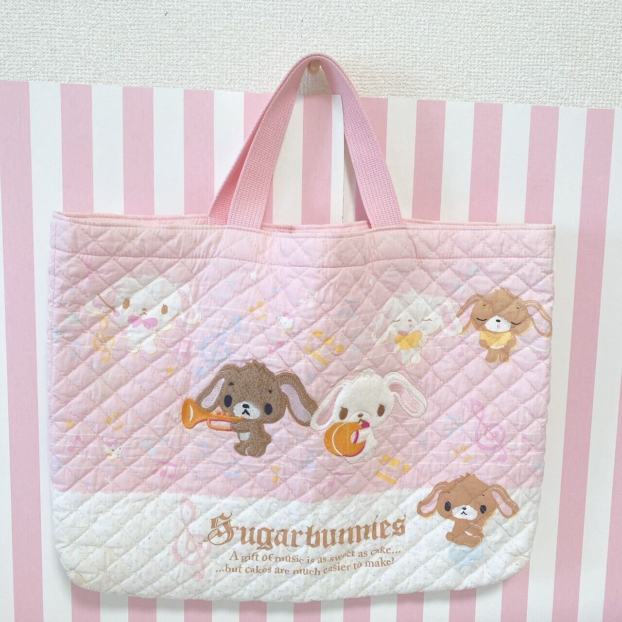 Sanrio Sugar Bunnies Tote Lesson Bag Pink Shirousa Kurousa Instrument Music Note