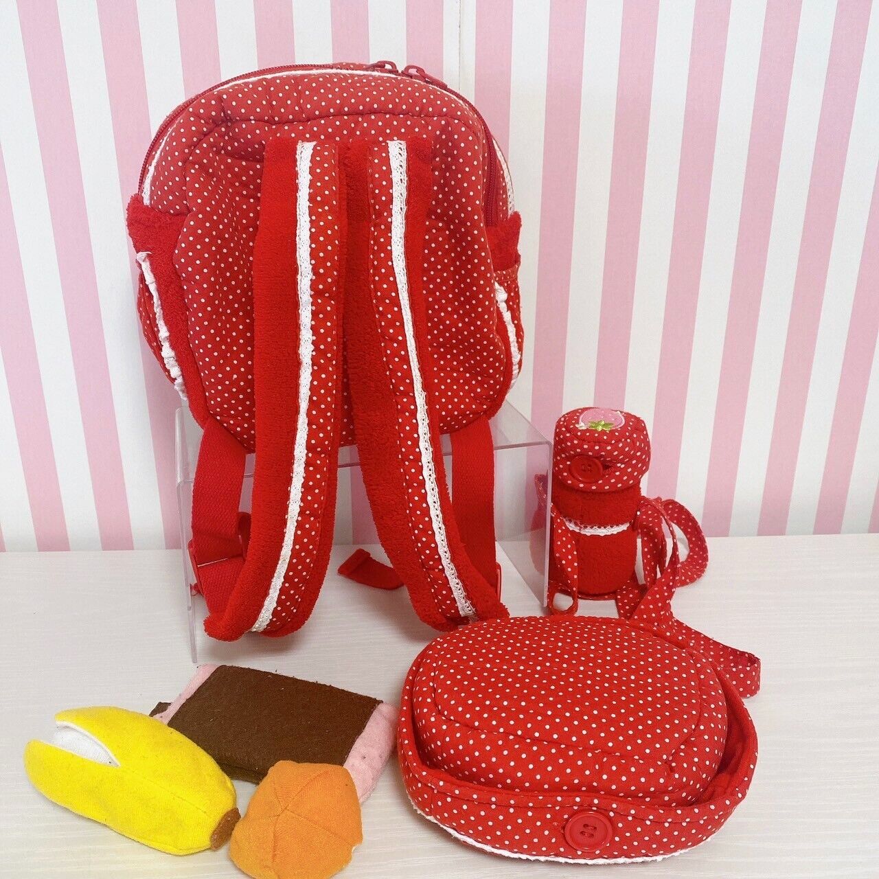 Mother Garden Play House Set Red Strawberry Rucksack Water bottle Lunch box Rare