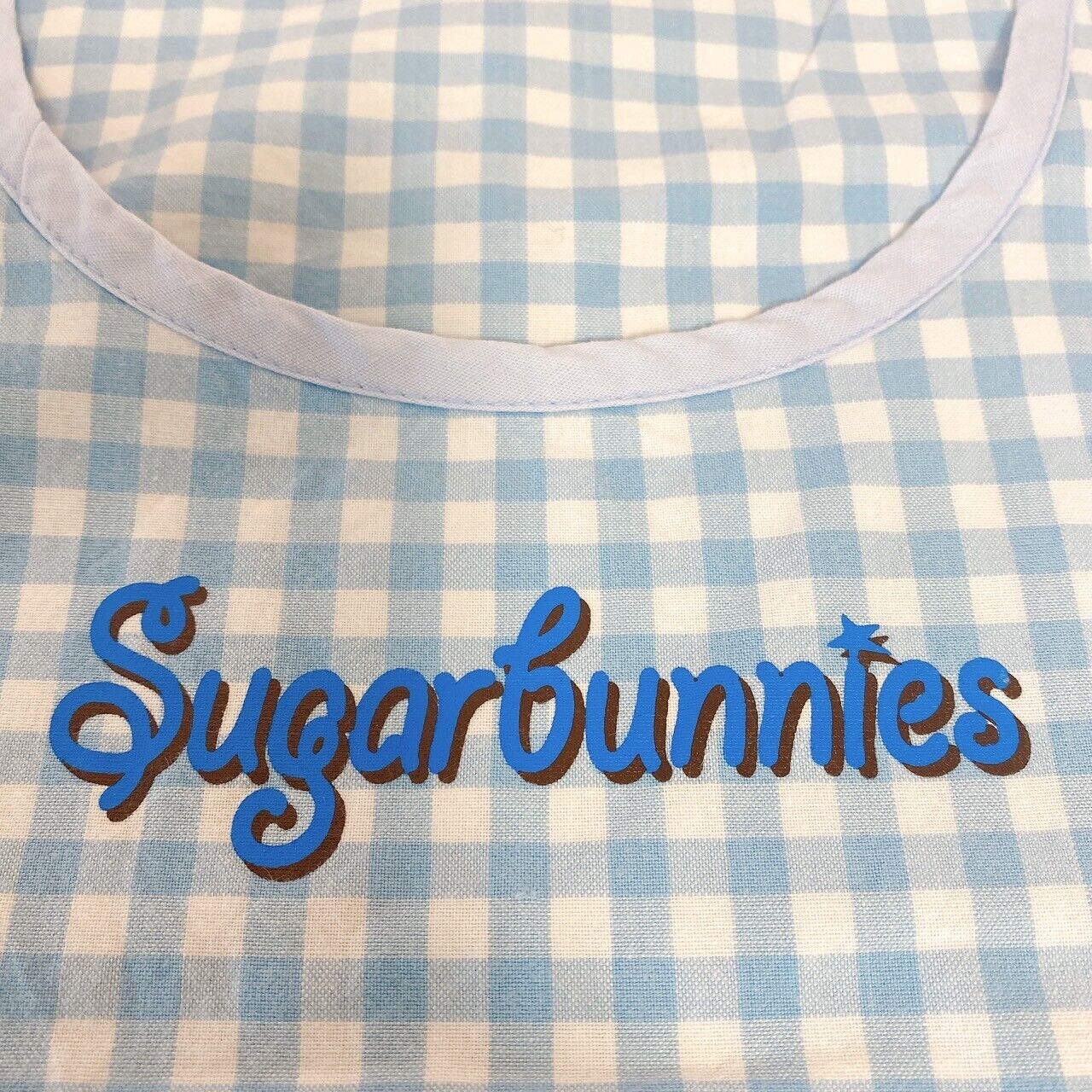 Sanrio Sugarbunnies Bunnies Apron For Adult Smock Candy Biscuit Blue Plaid Rare